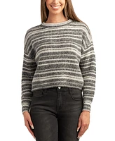 Bcx Juniors' Striped Crewneck Dropped-Shoulder Sweater