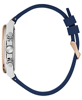 Guess Men's Multi-Function Blue Genuine leather or Silicone Watch 44mm