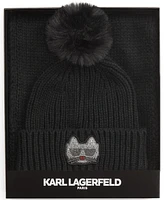 Karl Lagerfeld Paris Women's Disco Kitty Beanie & Scarf Boxed Gift Set