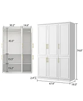 Famapy 6-Door Big Armoires with 2 Hanging Rods, Storage Shelves