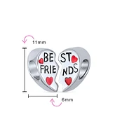 Bling Jewelry Best Friends Bff Split Red Heart Two Piece Charm Bead Sterling Silver