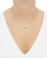 Polished Puffed Heart Bismark Link 18" Pendant Necklace in 14K Gold