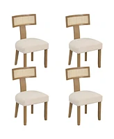 Gymax Set of 4 Dining Chairs Armless Side Chairs w/ Curved Rattan Backrest for Kitchens