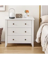 Sugift 3 Drawer Dresser Chest of Drawers Bedside Table