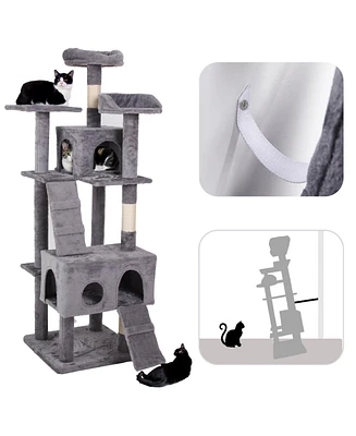 Slickblue Multi-Level Cat Climbing Frame with Scratching Posts, Condos & Interactive Toys for Playful Cats