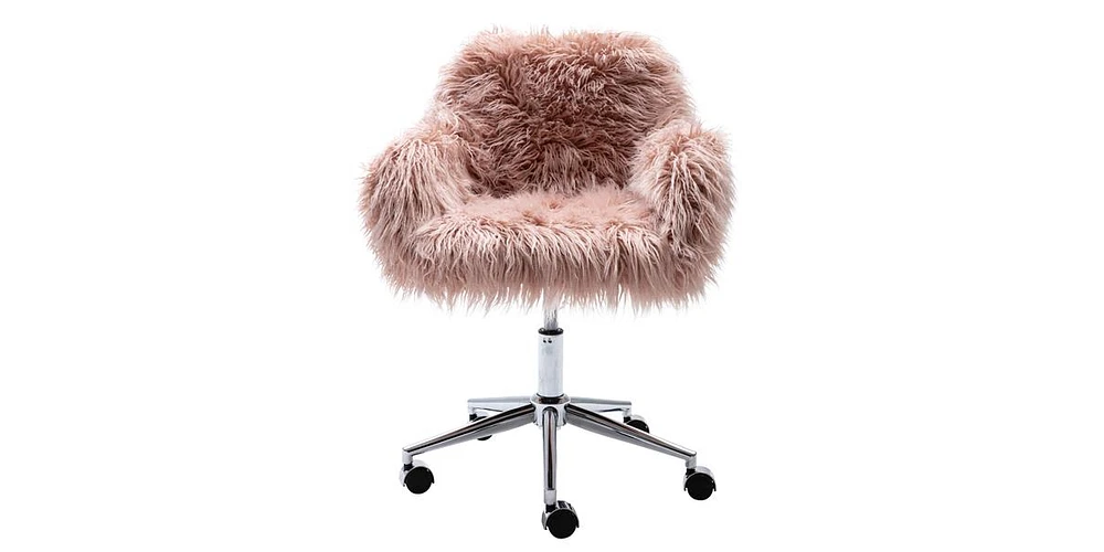 Slickblue Modern Faux fur home office chair, fluffy Chair for girls, makeup vanity