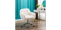 Slickblue Modern Faux fur home office chair, fluffy chair for girls, makeup vanity Chair