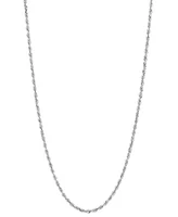 Polished Glitter Rope Link 18" Chain Necklace in 10k White Gold