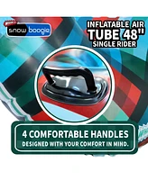 Inflatable Snow Tube, 48" Single/Double Rider Heavy Duty Air Hard Bottom Sled with Handles