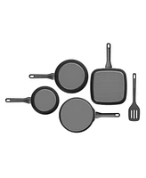BergHOFF DiNA Helix 5pc Nonstick Specialty Pan Set with Turner, Recycled Aluminum