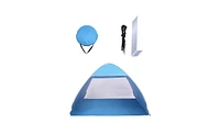 Slickblue 2-3 Person Beach Tent – Pop-Up Sun Shelter, Automatic Sun Umbrella, Blue, Ideal for Fishing and Beach