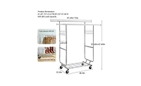 Slickblue Double Garment Rack with Shelves, 800lbs Capacity Clothing Rack