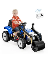 Costway Kids Ride On Roller 12V Electric Tractor Remote w/ Music & Led Light