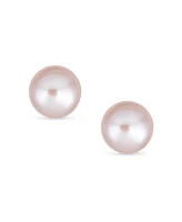 Bling Jewelry Small Minimalist Cz 10K Gold 5MM White Freshwater Cultured Button Pearl Stud Earrings Secure Screw Back