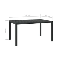 vidaXL Patio Table 59.1"x35.4"x29.1" Aluminum and Wpc