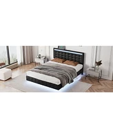 Slickblue Full Size Floating Bed Frame with Led Lights and Usb Charging – Modern and Sleek