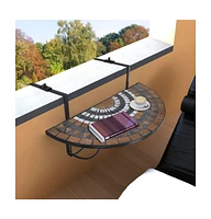 vidaXL Hanging Balcony Table Terracotta and White Mosaic