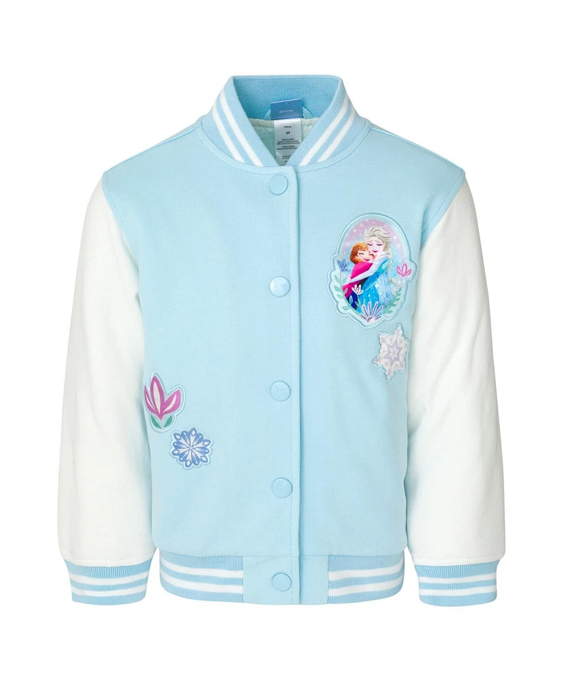 Disney Girls Minnie Mouse Frozen Lilo & Stitch Moana Varsity Bomber Jacket to (2T