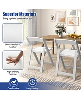 Gymax Set of 4 Dining Chairs w/ Rubber Wood Legs & Padded Seat for Home Office Events White