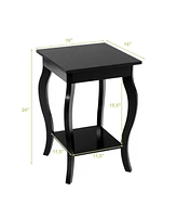 Gymax Accent Side Table Sofa End Table Nightstand Coffee Table w/ Storage Shelf