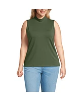 Lands' End Plus Lightweight Jersey Skimming Sleeveless Mock Neck