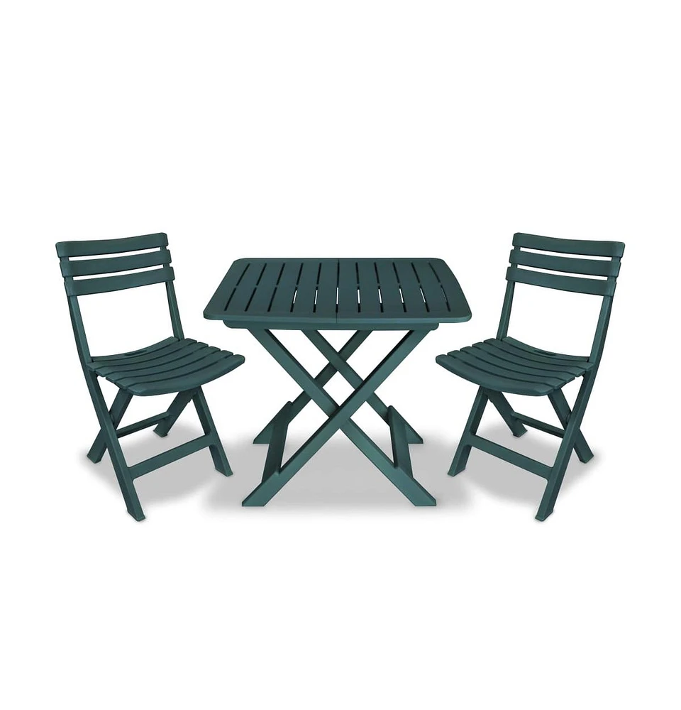 vidaXL 3 Piece Folding Bistro Set Plastic Green