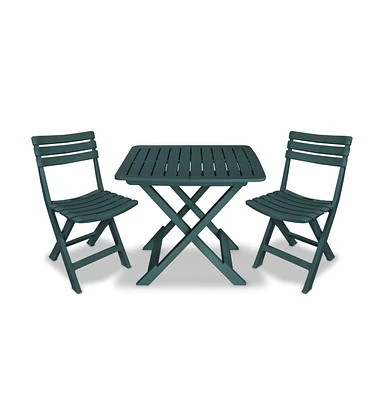 vidaXL 3 Piece Folding Bistro Set Plastic Green