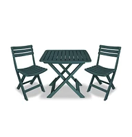 vidaXL 3 Piece Folding Bistro Set Plastic Green