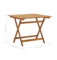 vidaXL Folding Patio Table 35.4"x35.4"x29.5" Solid Acacia Wood