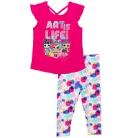 L.o.l. Surprise! Toddler Girls T-Shirt Tank Top Leggings and Shorts 4 Piece Outfit Set