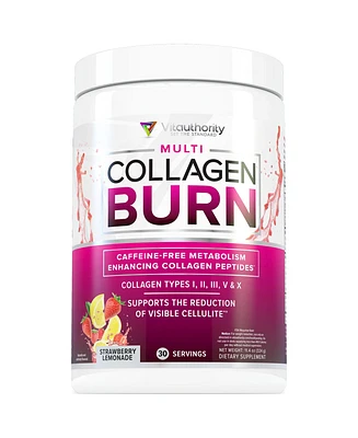 Vitauthority Multi Collagen Burn Hydrolyzed Collagen Peptides Powder with Types I Ii Iii V X, Supports Weight Loss, Strawberry Lemonade, Vitauthority,