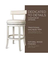 Maven Lane Alexander Bar Stool in White Oak Finish w/ Natural Color Fabric Upholstery