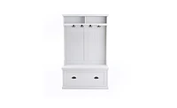 Slickblue Entryway Hall Tree with Coat Rack: 4 Hooks, Storage Bench & Shoe Cabinet - White