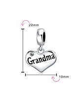 Bling Jewelry Bff Grandmother Word Heart Crystal Bead Charm .925 Sterling Silver