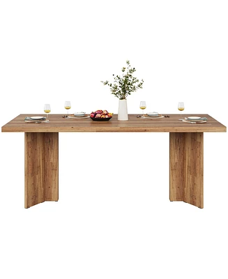 Tribesigns 63-inch Dining Table for 4-6, Farmhouse Kitchen with Large Tabletop, Rectangular Dinner Eating Room, Living Ki
