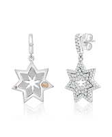 Suzy Levian Sterling Silver White Cubic Zirconia Starburst Drop Earrings