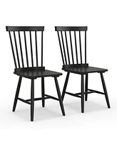 Costway Windsor Dining Chairs Set of 2 Armless Spindle Back Solid Rubber Wood