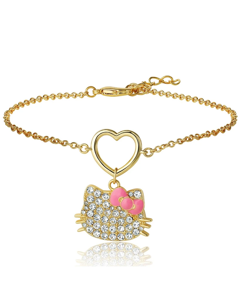 Hello Kitty Sanrio Pave Heart Charm Bracelet – Sparkling Cute Accessory