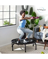 JumpSport 220 in-Home Cardio Fitness Rebounder, 39-inch | Mini Trampoline with Arched-Legged & Videos Included | Safe, Sturdy and Low