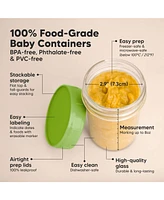 KeaBabies 4pk Prep Baby Food Storage Containers, Leak-Proof, Bpa Free Glass Jars for Feeding