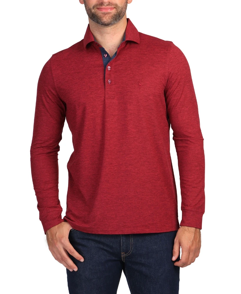 Tailorbyrd Men's Brushed Melange Long Sleeve Polo