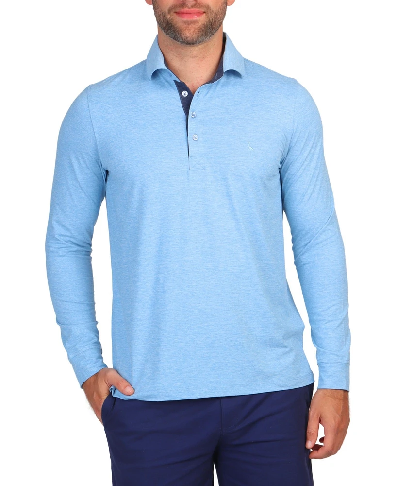 Tailorbyrd Men's Brushed Melange Long Sleeve Polo