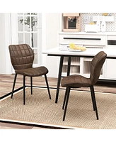 Gymax Dining Chairs Set of w/ Padded Back Metal Legs & 2 Adjustable Foot Pads