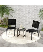 Gymax 2PCS Outdoor Dining Chairs w/ Breathable Seat Backrest Heavy-Duty Aluminum Frame