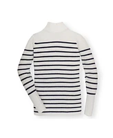 Hope & Henry Women's Long Sleeve Mock Neck Breton Sweater