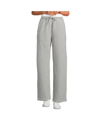 Lands' End Women's Petite Serious Sweats High Rise Relaxed Straight Leg Pants