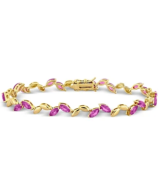 Lab-Created Pink Sapphire & Polished Marquise Link Bracelet (9-1/2 ct. t.w.)