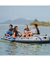 Intex Excursion 5 Person Inflatable Boat, Water Fishing River Raft Set w/Oars