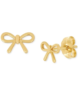 Polished Tied Ribbon Teeny Bow Stud Earrings in 14k Gold
