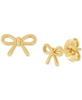 Polished Tied Ribbon Teeny Bow Stud Earrings in 14k Gold